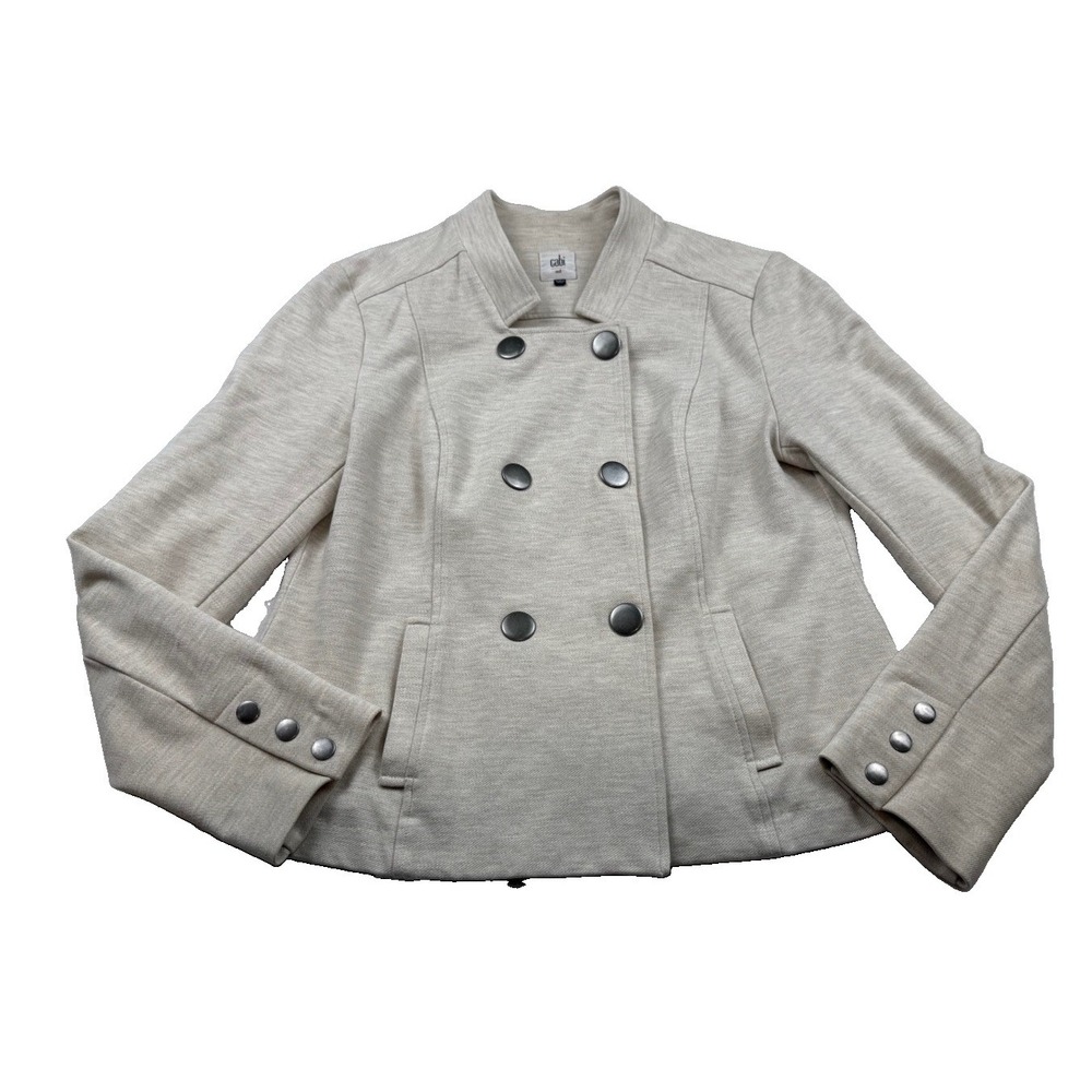CABI Oatmeal Charlie Double-Breasted Moto Syle Women's Jacket Size Medium